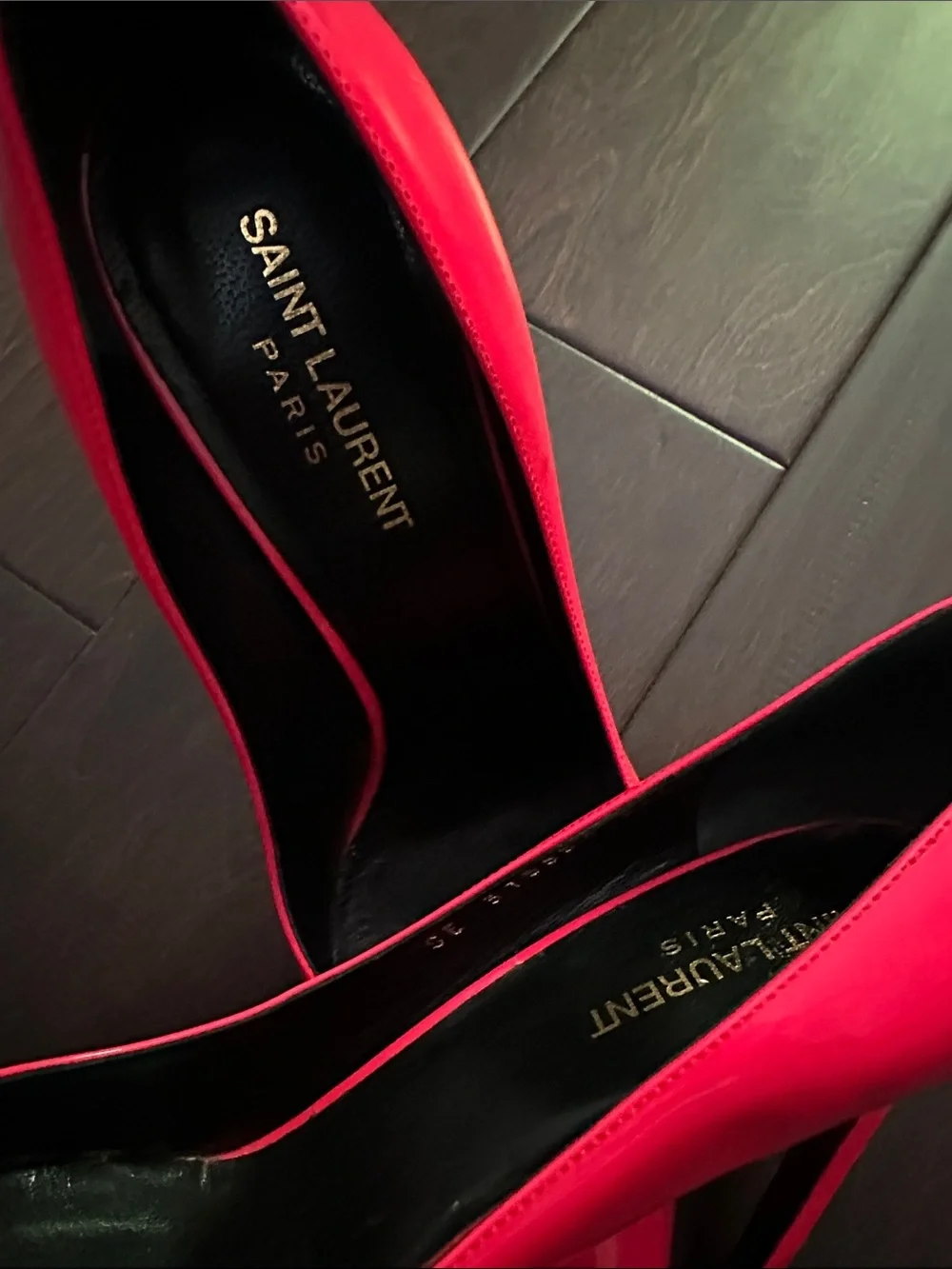Saint Laurent Bright Red Patent Pointed Toe Pumps - Picture 5 of 9